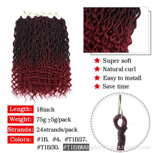 18Inch Curly Goddess Faux Locs Looped Dreadlocks Twist Ombre Color Faux Locs Braids 100g Soft Wavy Faux Locs Crochet Braids Hair